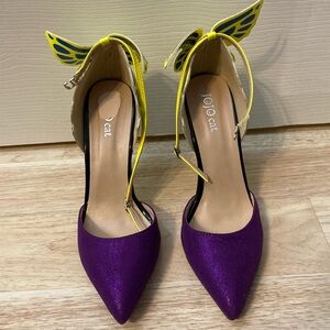 JoJo Cat Purple, Blue, and Yellow Butterfly Heels Size EU 40 (US 9)